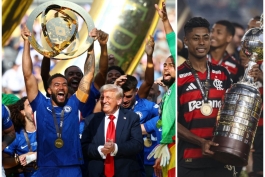 عکس از جشن قهرمانی چلسی در جام جهانی باشگاه‌ها با ترامپ و قهرمانی فلامینگو در کوپا لیبرتادورس