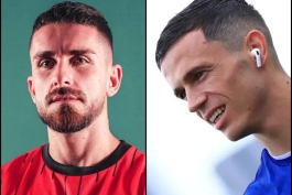 عکس از یاسر آسانی و رگی لوشکیا بازیکنان آلبانیایی استقلال و تراکتور