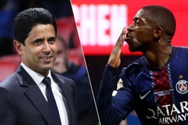 ناصر الخلیفی مالک قطری و عثمان دمبله مهاجم فرانسوی - پاری سن ژرمن