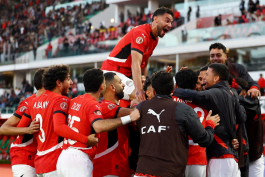 شادی بازیکنان مصر در جریان دیدار با بنین 