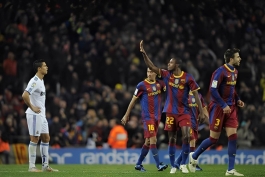 خوشحالی تحقیرآمیز بازیکنان بارسلونا مقابل کریستیانو رونالدو در ال کلاسیکو 