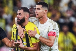 کریم بنزما و کریستیانو رونالدو در دیدار النصر و الاتحاد عربستان 