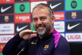 هانسی فلیک در کنفرانس خبری بارسلونا