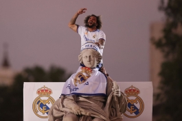 مارسلو، مدافع رئال مادرید در جشن قهرمانی لیگ قهرمانان اروپا 