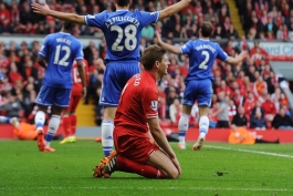 استیون جرارد در بازی لیورپول و چلسی در سال 2014