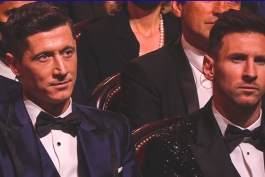 روبرت لواندوفسکی و لیونل مسی در مراسم توپ طلا 