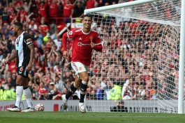 شادی کریستیانو رونالدو مقابل نیوکاسل ـ مهاجم پرتغالی منچستریونایتد