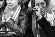 Liverpool fans weep as manager Bill Shankly leaves, 26 August 1974.