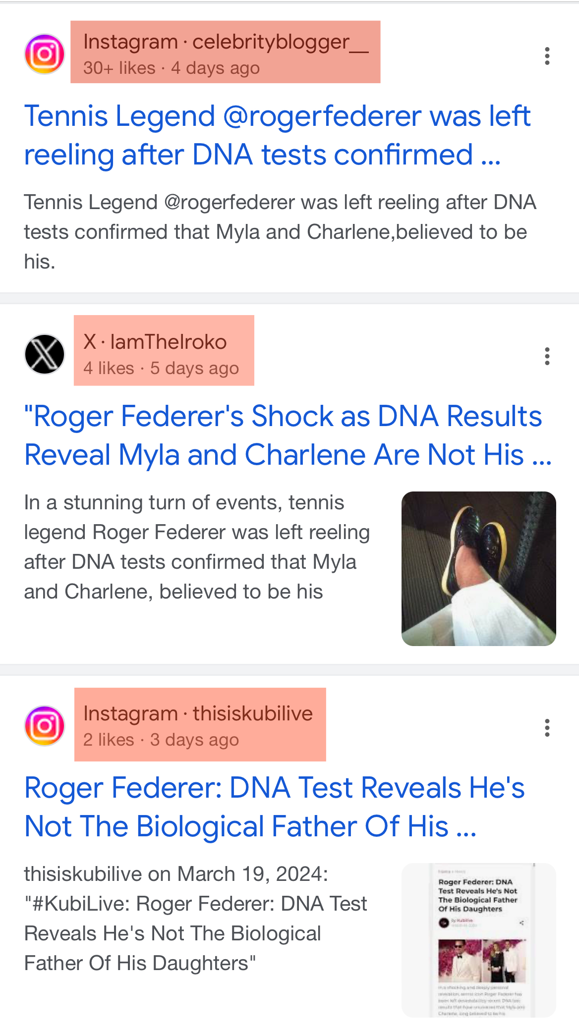 سرچ گوگل درباره راجر فدرر