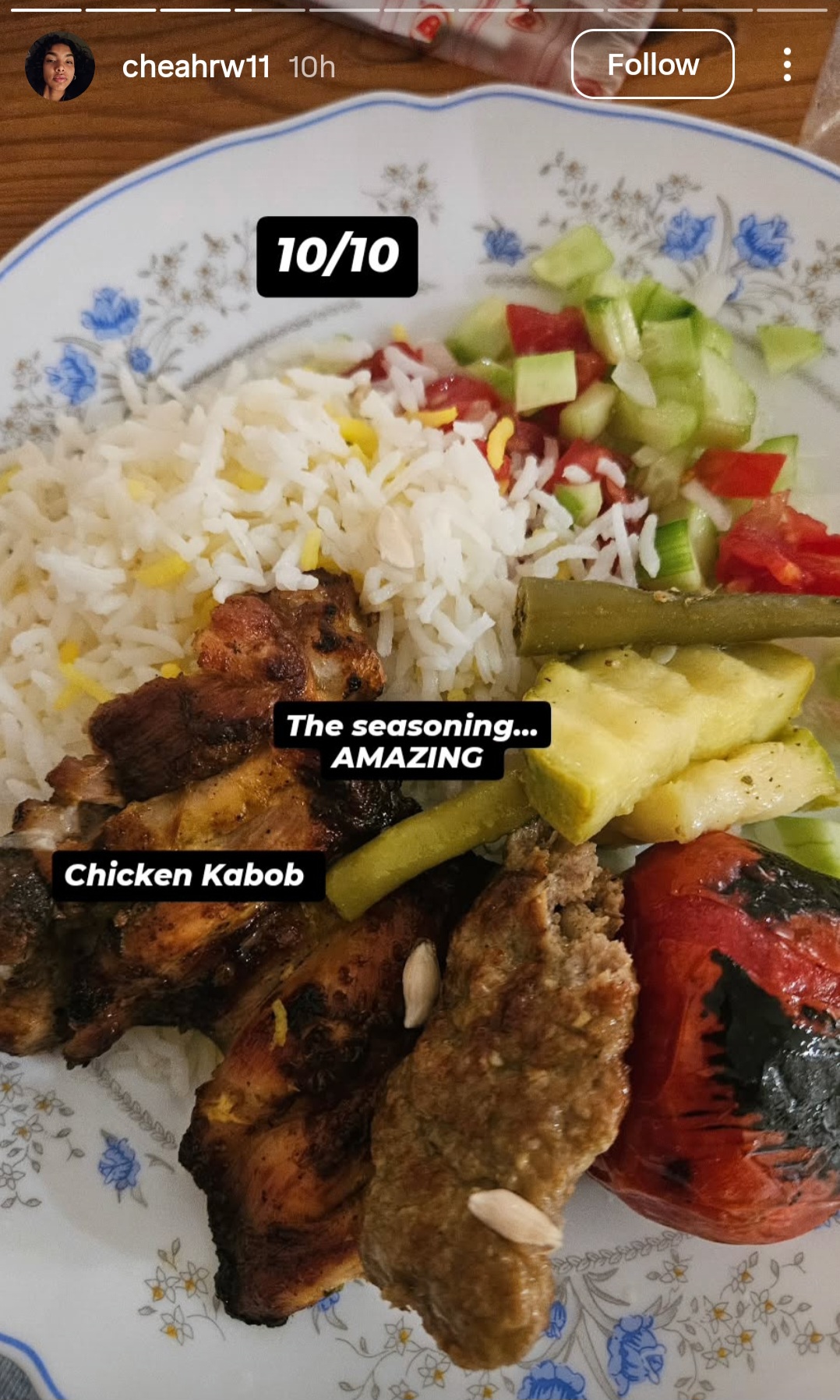 عکس از استوری چیا ریل ویتسیت از غذاهای ایرانی - جوجه کباب