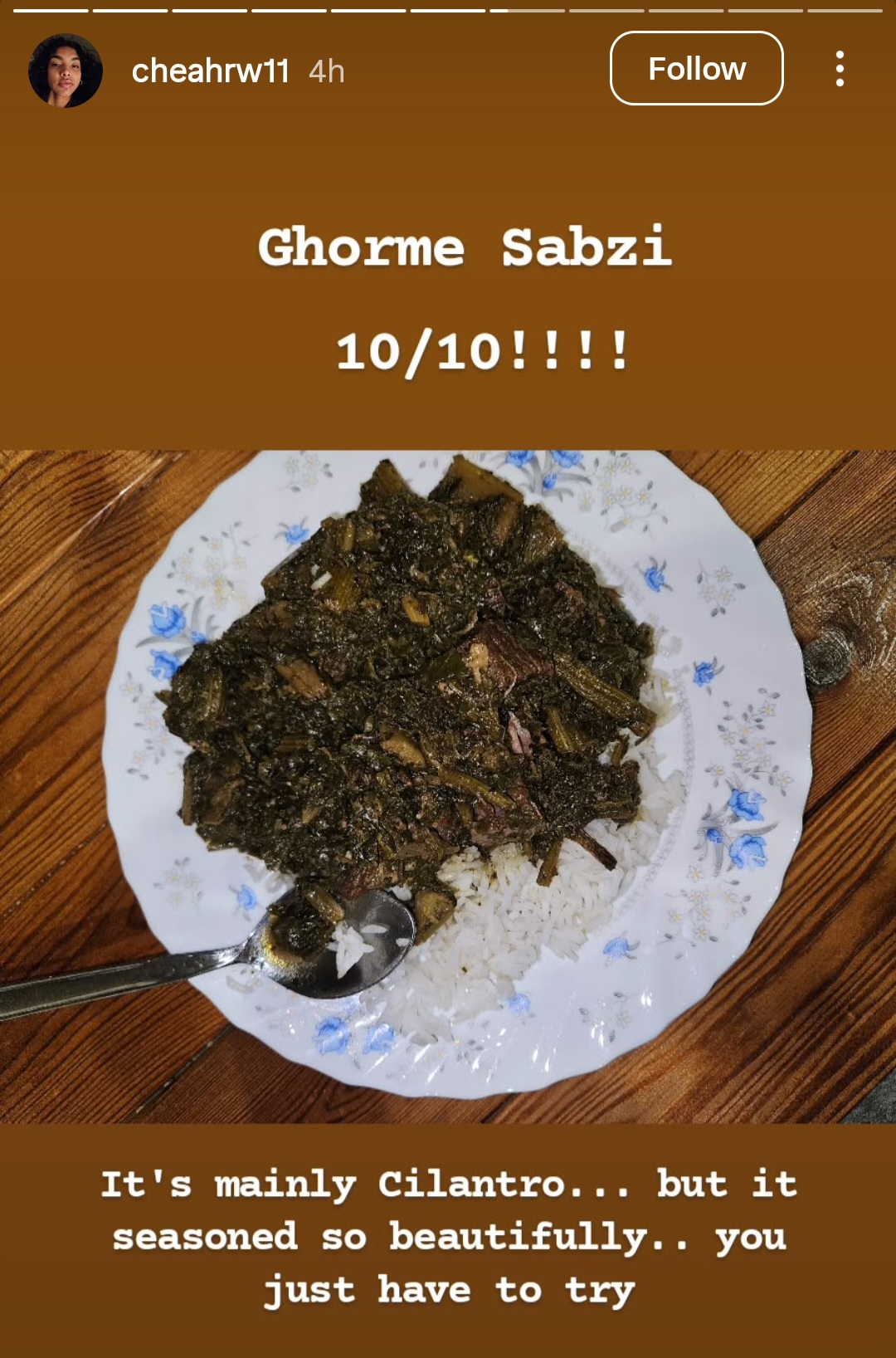 استوری چیا ریل ویتسیت از غذاهای ایرانی - خورشت کرفس