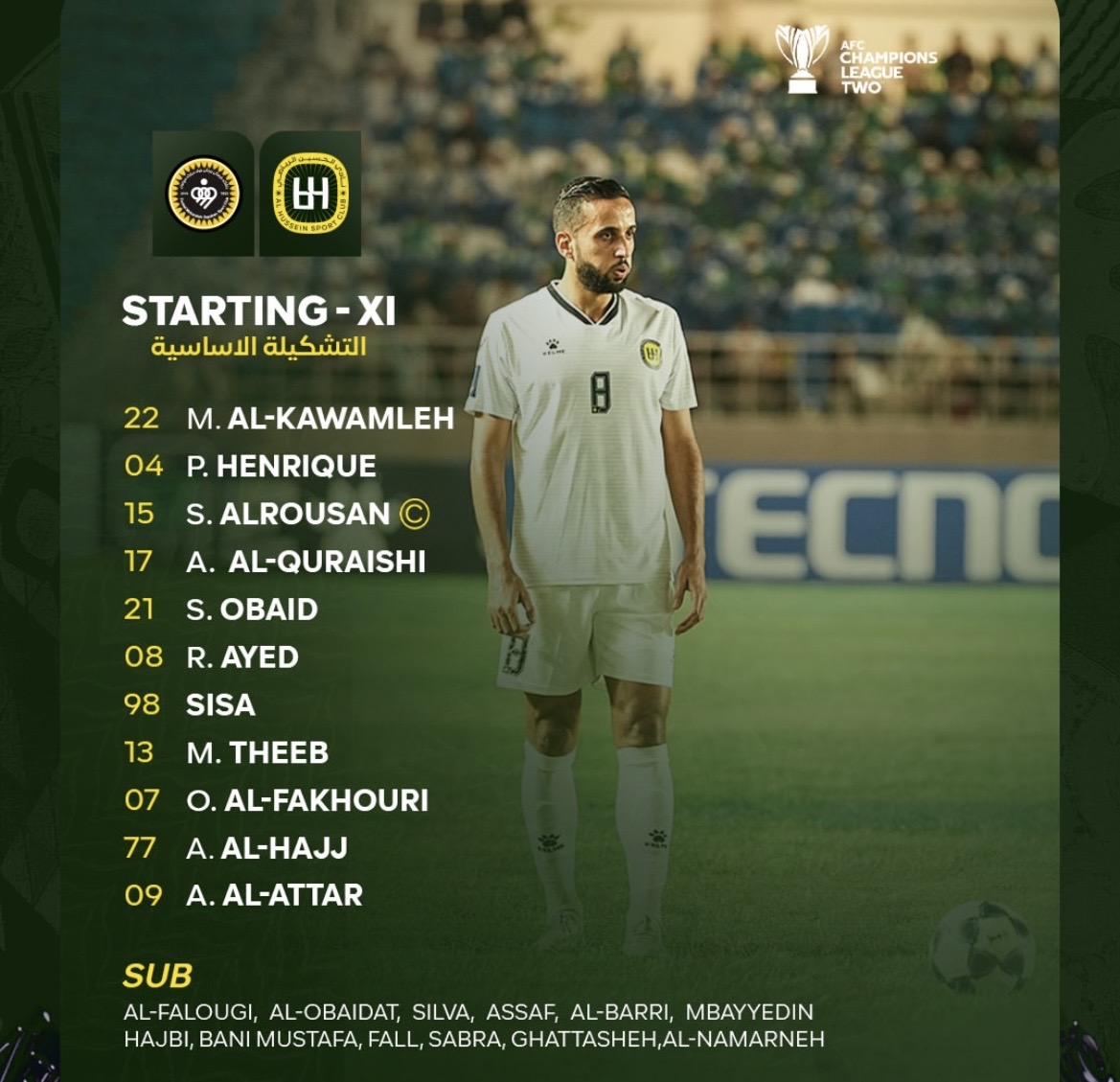 عکس از ترکیب الحسین اردن برای بازی مقابل سپاهان