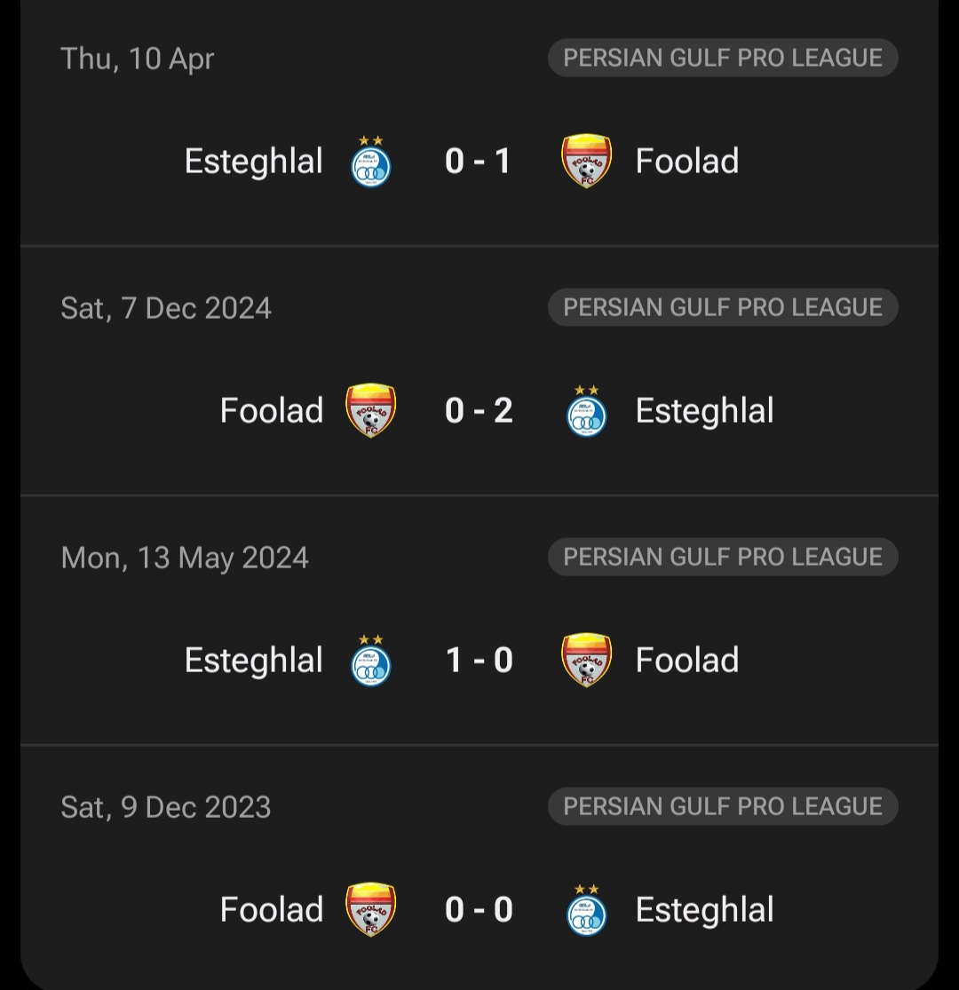 عکس از تقابل‌های اخیر استقلال و فولاد