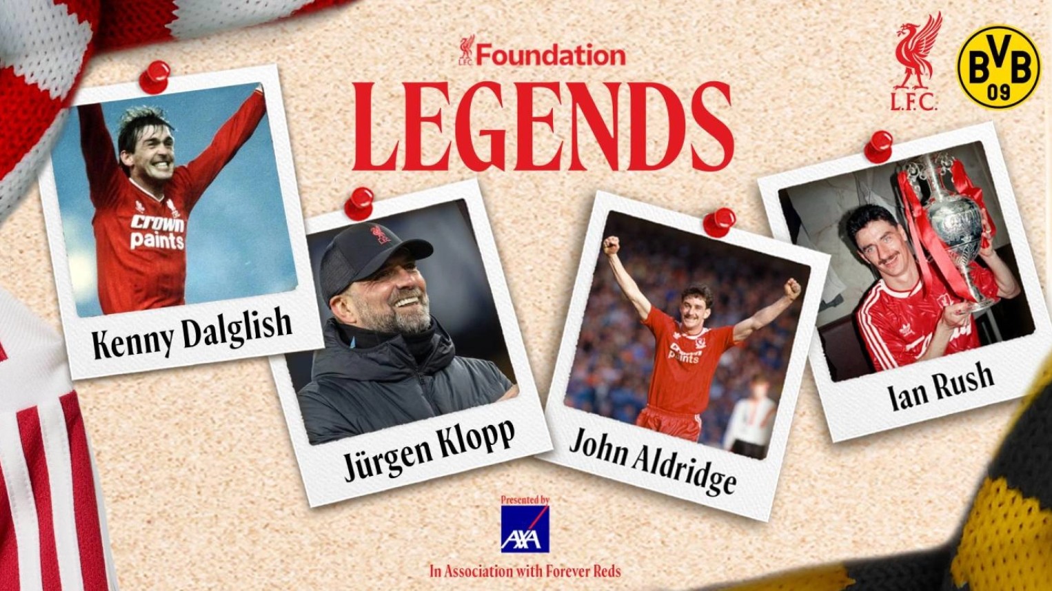 یورگن کلوپ در کنار سر کنی دالگلیش، ایان راش و جان آلدریج