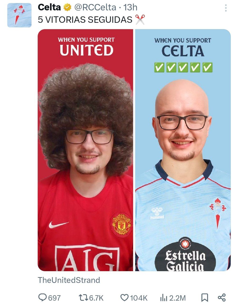 توییت بامزه باشگاه اسپانیایی خطاب به هوادار مو بلند منچستریونایتد 