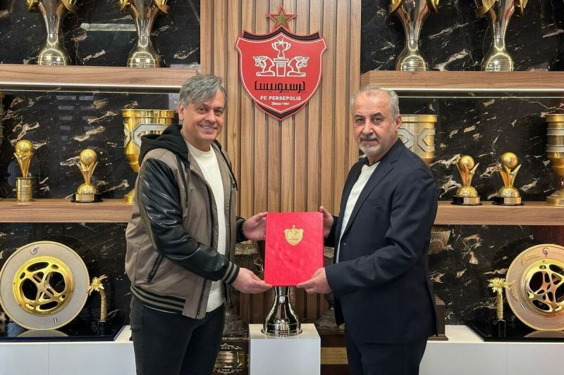 رضا شاهرودی بازیکن سابق پرسپولیس و تیم ملی ایران - رییس جدید آکادمی پرسپولیس و رضا درویش مدیرعامل پرسپولیس